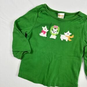 Gymboree Green Winter Westie Terrier Dog Christmas Long Sleeve Top Sz 6-12 mo